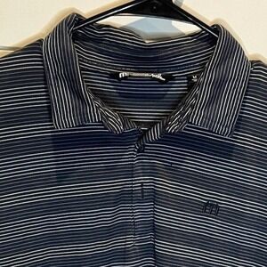 Travis Mathews Men's Blue Pima Cotton Blend Lightweight Polo Shirt Stripe Golf M